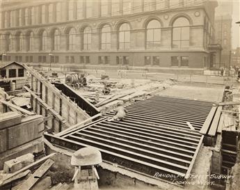 (CHICAGO--CONSTRUCTION) An album with 34 photographs of subway construction views in downtown Chicago, including 10 two-part panoramas.